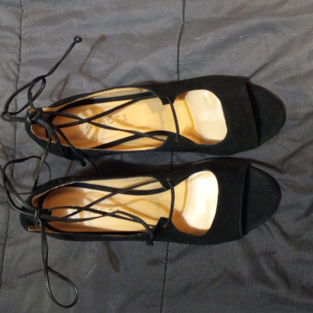 TALBOTS OPEN TOED ANKLE STRAP HEELS SIZE 7.5